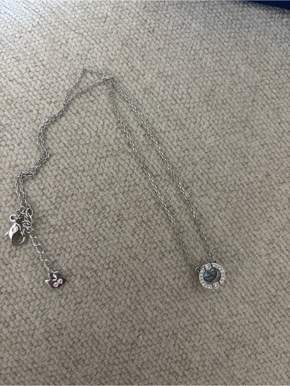 Swarovski Silver Necklace with Blue Center Crystal - Picture 3 of 6